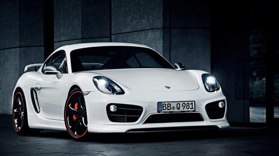 Araba 2014, yeni fotoğraflar ve güzel bir Porsche Cayman saf kar-beyaz renkli.