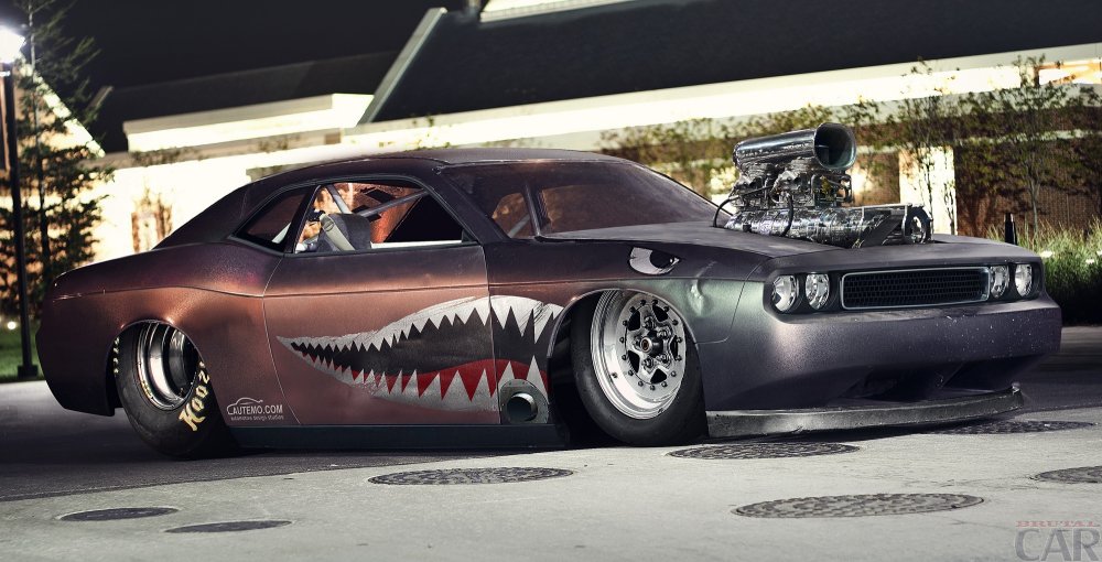 Wallpaper with a powerful explosive monster cars Dodge Challenger