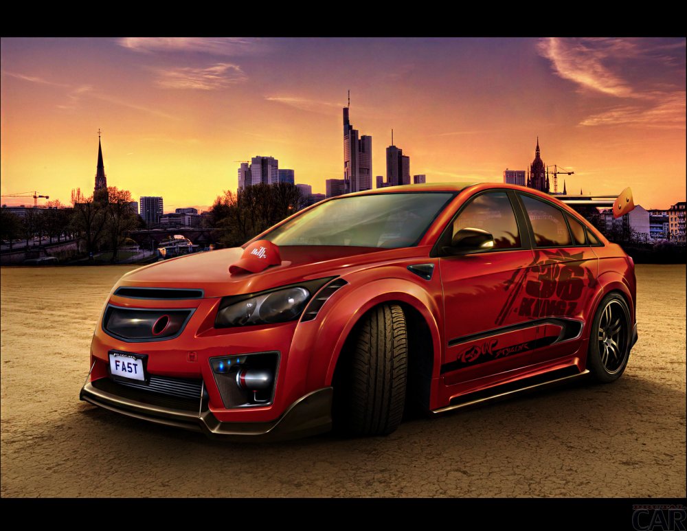 Wallpapers with stunningly transformed American car Chevrolet Cruze 1PF69I2G2 Base