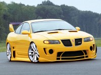 Download wallpapers with remarkable yellow racing car Pontiac GTO coupe.