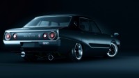 Steep black car Nissan Skyline.